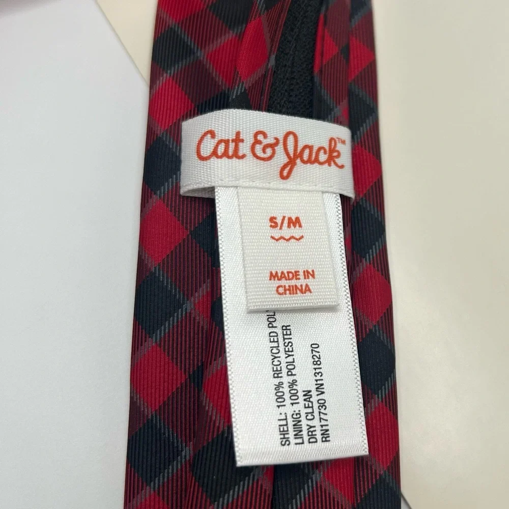 Cat & Jack Red, Gray and Black Plaid Tie (S/M, & M/L)